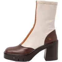 Art für Damen. 1197311X8003_0MU Lederstiefeletten 1973 weiß (41), Beige, 8 bis 10 cm, Reißverschluss, Lässig