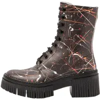 Art für Damen. 11375F126003_ESP Lederstiefeletten 1375F schwarz (36), 3 bis 5 cm, Schnürsenkel, Reißverschluss, Lässig