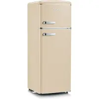 Severin Retro Kühl-/Gefrierkombination Doppeltürer RKG 8933 aus Kunststoff, creme Kühlschrank Gefrierkombination Retro Veggiebox Schwarz