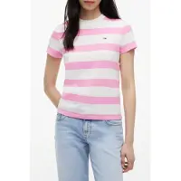 Tommy Hilfiger Regular Flag Jersey Pink Daisy/stripe Größe: L | Hemden Outlet | Damen | Rosa