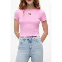 Tommy Hilfiger Slim Badge Rib Pink Daisy Größe: L | Hemden Outlet | Damen | Rosa