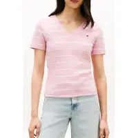 Tommy Hilfiger Slim Cody V-neck Ss Fine Bonita Pink/ecru Größe: S | Hemden Outlet | Damen | Rosa