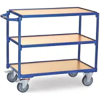 Fetra Tischwagen LxB 850 x 500 mm 300 kg 3 Böden, Griff waagerecht