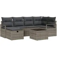 vidaXL Gartensofa-set 7 stk. Grau Poly-Rattan