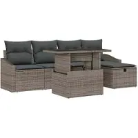 vidaXL Gartensofa-set 6 stk. Grau Poly-Rattan