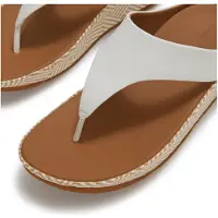 Original Brands FitFlop Lulu Lux Graphic-Weave Leather Toe-Post Sandals WEISS 37