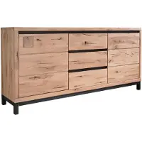 MASSIVMOEBEL24.DE MASSIVMOEBEL24 Sideboard Wildeiche 175x45x85 bianco geölt VILLANDERS #209