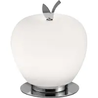 FABAS LUCE Wendy Tischleuchte, 8 W, integrierte LED, 3000 K, Weiß und Chrom, Touch-Dimmung, mundgeblasenes Glas - modernes Design