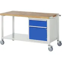 RAU Werkbank Serie 8152, fahrbar, mit Schublade, B 1500 x T 700 x H 880 mm