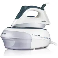 Haeger SS-24S.005A, Dampfbügeleisen, Edelstahl-Bügelsohle, Schwarz, Weiß, 80 g/min, 0,9 l, 2400 W