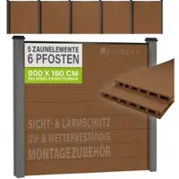 Juskys WPC Zaun aus Elementen & Pfosten