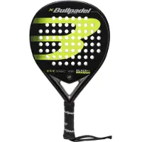 Bullpadel Black Dragon 4.0 Padelschläger kreisförmig Mattschwarz Fluorgrün Fiberglas EVA-Gummikern