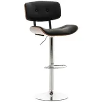 TPFLiving Barhocker Sarnico Gestell Metall in Chromoptik Sitz Walnuss Kunstleder Schwarz