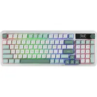 Redragon K719WG-RGB-PRO Galatin, Verkabelt & Kabellos, USB + RF Wireless + Bluetooth, Mechanischer Switch, Weiß, Grün