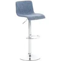 CLP Barhocker Hover mit Stoffbezug | Farbe blau Material Gestell Metall in Chromoptik
