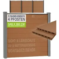 Juskys WPC Zaun aus Elementen & Pfosten