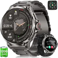 Sanorum 1000mAh Smartwatch Herren Militärqualität mit Herzfrequenz/SpO2/Schlaf Smartwatch