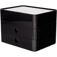 HAN Schubladenbox Allison Smart-Box Plus, 2 Schübe mit Trennwänden, Utensilienbox, stapelb., ABS-Kunststoff, schwarz