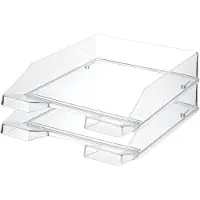 HAN Ablagekorb Klassik, für Format A4/C4, mit Beschriftungsfeld, stapelbar, B 255 x T 348 x H 65 mm, Kunststoff, glasklar, 6 Stück