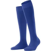 Falke ClimaWool Damen Kniestrümpfe, 37-38, Blau, Uni, Schurwolle