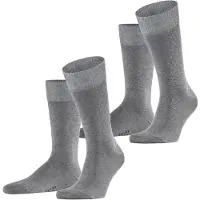 Falke Socken "Happy 2-Pack", Herren, Gr. 43-46, Sockengröße, grau (light graumeliert (3390)), Obermaterial: 80% Baumwolle CO. 18% Polyamid PA. 2% Elasthan EL., glatt, Socken Socken