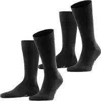 Falke Happy 2-Pack Herren Socken, 39-42, Schwarz, Uni, Baumwolle