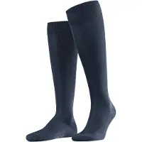 Falke Kniestrümpfe "Tiago", Herren, Gr. 43-44, Sockengröße, blau (6116, space blau), Baumwollmischung, unifarben, Socken Kniestrümpfe, mit leichtem Glanz, atmungsaktiv, aus Fil d’Écosse Baumwolle