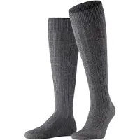 Falke Teppich im Schuh Herren Kniestrümpfe, 39-40, Grau, Uni, Schurwolle