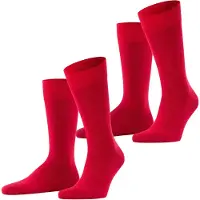 Falke Socken "Happy 2-Pack", Herren, Gr. 39-42, rot (scarlet (8228)), Obermaterial: 80% Baumwolle CO. 18% Polyamid PA. 2% Elasthan EL., glatt, Socken Socken