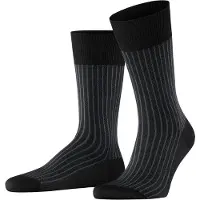 Falke Oxford Stripe Herren Socken, 41-42, Schwarz, Rippe, Baumwolle