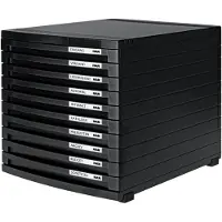 HAN CONTUR, 10 Schublade(n), Schwarz, Polystyrol, A4, Monochromatisch, 300 mm