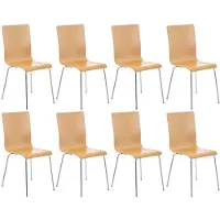 CLP 8er Set Besucherstuhl Pepe mit ergonomisch geformten Holzsitz und Metallgestell natur
