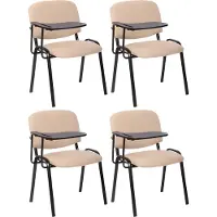 CLP 4er Set Stuhl Ken mit Klapptisch Stoff-Bezug creme