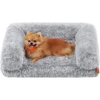 Feandrea FluffyHug Hundebett, Hundekissen Größe M, Hundematte für Miniaturhunde, kleine Hunde, Hundesofa Noppenschaumstoff, Bezug abnehmbar und waschbar, 76 x 58 x 16 cm, Ombré-Grau PGW231G01V1