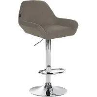 CLP Barhocker höhenverstellbar Braga, Thekenhocker Stoffbezug mit Rückenlehne | Farbe taupe Gestell Farbe chrom