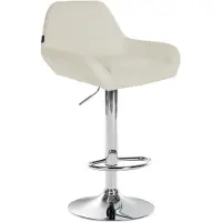 CLP Barhocker höhenverstellbar Braga, Thekenhocker Stoffbezug mit Rückenlehne | Farbe creme Gestell Farbe chrom