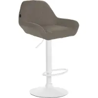 CLP Barhocker höhenverstellbar Braga, Thekenhocker Stoffbezug mit Rückenlehne | Farbe taupe Gestell Farbe weiß