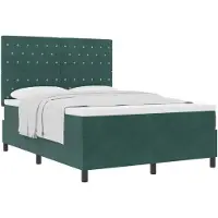 vidaXL Boxspringbett mit Matratze Dunkelgrün 140 x 190 cm Samt