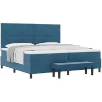 vidaXL Boxspringbett mit Kopfteil Dunkelblau 200 x 200 cm Samt