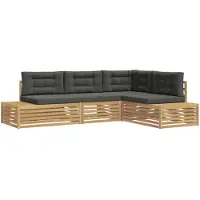 vidaXL 5 stk. Outdoor-Sofagarnitur Polyester Weiß
