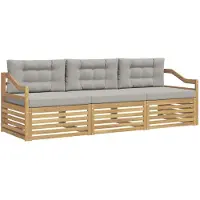 vidaXL Outdoor-Sofagarnitur 3 stk. Weiß und Hellgrau Polyester