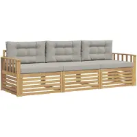 vidaXL Outdoor-Sofagarnitur 3 stk. Weiß und Hellgrau Polyester