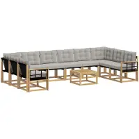 vidaXL Outdoor-Sofagarnitur 11 stk. Weiß und Hellgrau