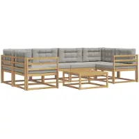 vidaXL Outdoor-Sofagarnitur 5 Stk. Weiß und Hellgrau