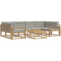 vidaXL Outdoor-Sofagarnitur 5 Stk. Weiß und Hellgrau