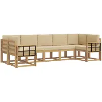 vidaXL Outdoor-Sofagarnitur 7 stk. Weiß und Beige
