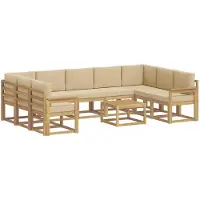 vidaXL Outdoor-Sofagarnitur 10 stk. Weiß und Beige Polyester