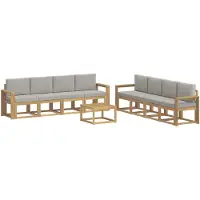 vidaXL Outdoor-Sofagarnitur 9 Stk. Weiß und Hellgrau Polyester