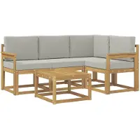 vidaXL Outdoor-Sofagarnitur 5 Stk. Weiß und Hellgrau Polyester