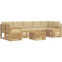 vidaXL Outdoor-Sofagarnitur 8 stk. Weiß und Beige Polyester